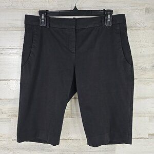 THEORY YANERA Women’s Black Dress Shorts Size 10 Cotton Rayon Stretch BERMUDA...